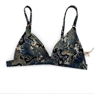 Shade & Shore Snakeskin Bikini Top - Blue and Black